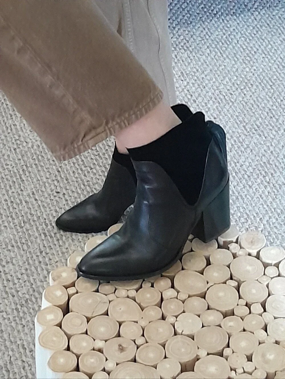Marc Fisher Black Leather Block Heel Boots Size 6